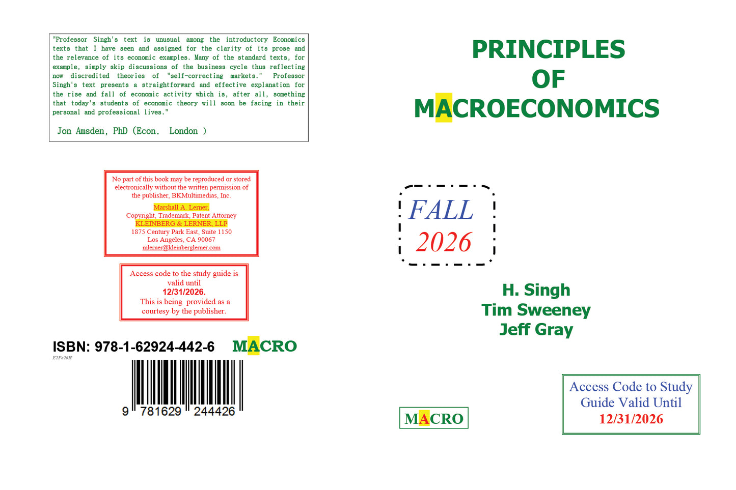 Text Book Macroeconomics Fall 2026